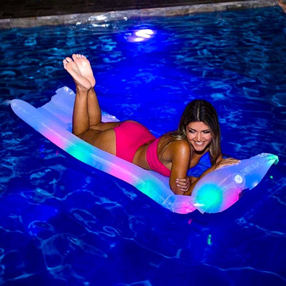 New In Box Illuminated Light Up 74 Inch Pool Raft Pool Float 3 Light Mode